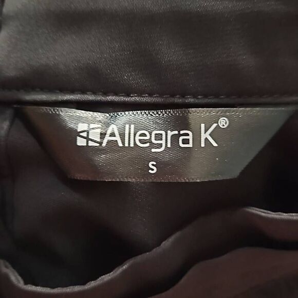 Allegra K Long Sleeve Satin Blouse Black Small - Picture 3 of 6